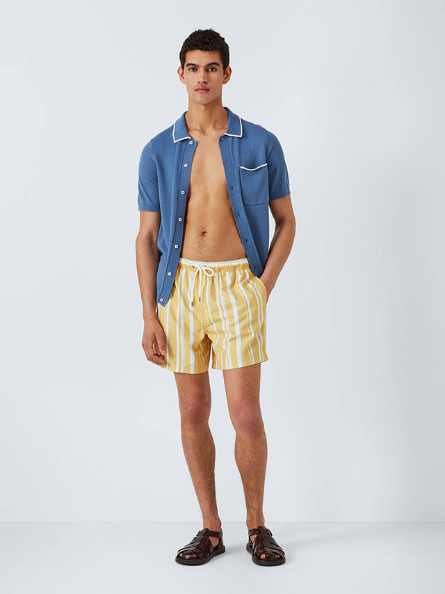 John Lewis Recycled Polyester Stripe Swim Shorts, Yellow/Multi