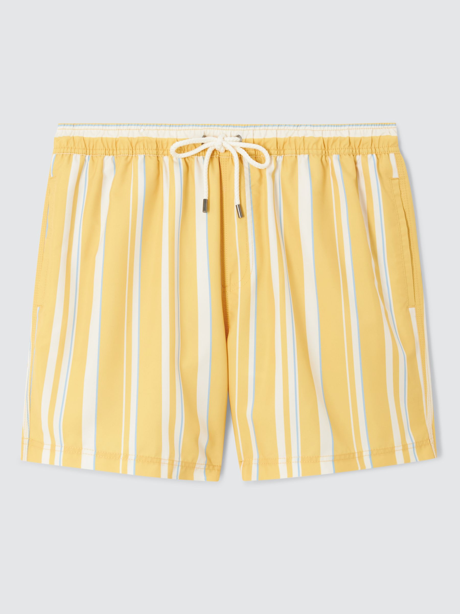 John Lewis Recycled Polyester Stripe Swim Shorts, Yellow/Multi, M