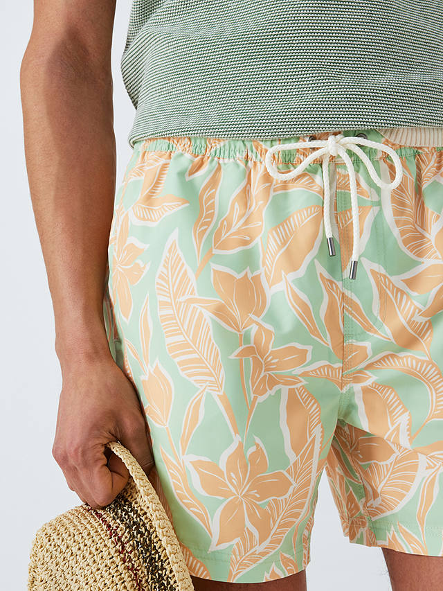 John Lewis Recycled Poly Floral Print Swim Shorts, Green/Multi