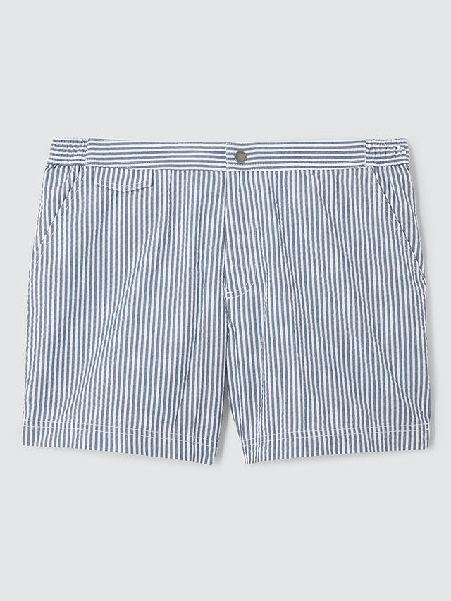 John Lewis Seersucker Stripe Swim Shorts, Blue/White