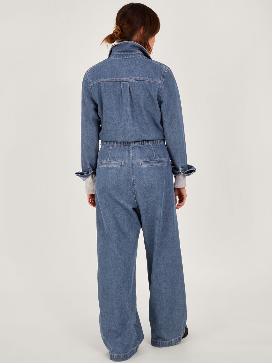 Yumi Light Denim Culotte Jumpsuit, Blue at John Lewis & Partners