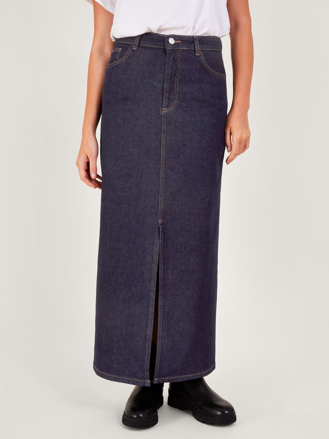Monsoon Mia Denim Maxi Skirt, Indigo at John Lewis & Partners