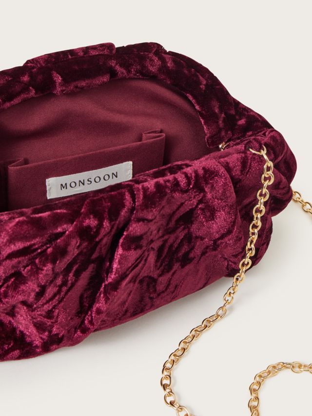 Burgundy velvet cheap clutch bag