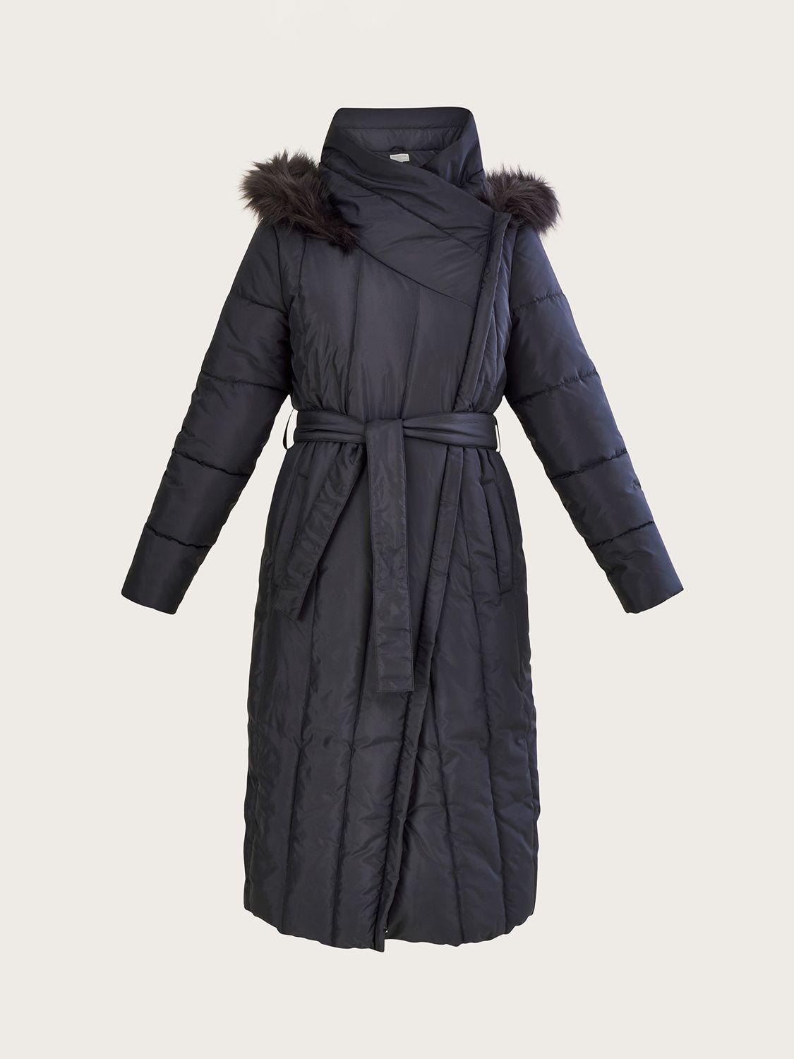 Buy Monsoon Vera Faux Fur Long Puffer Jacket, Charcoal Online at johnlewis.com