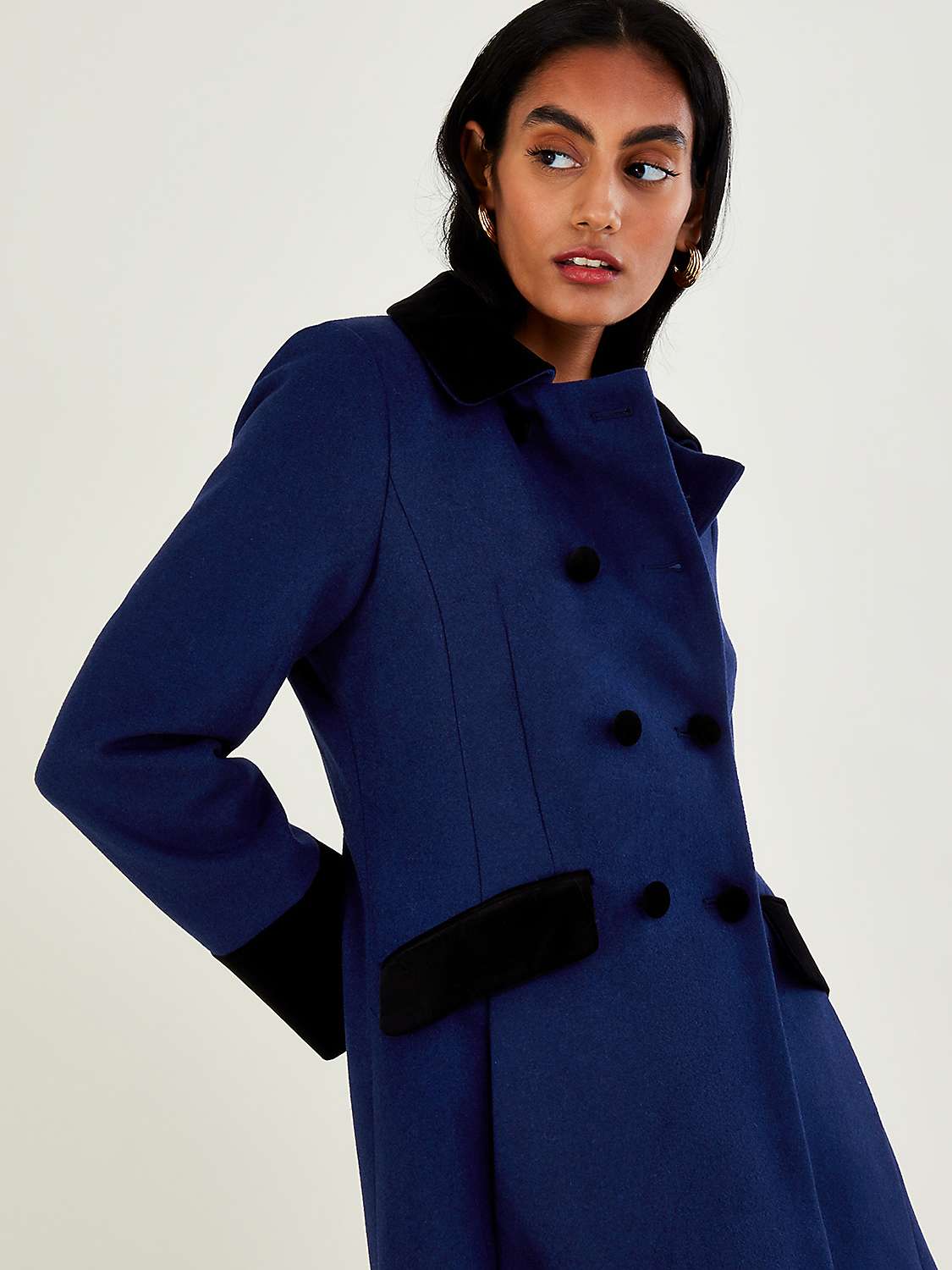 Monsoon Ottie Wool Blend Coat, Blue at John Lewis & Partners
