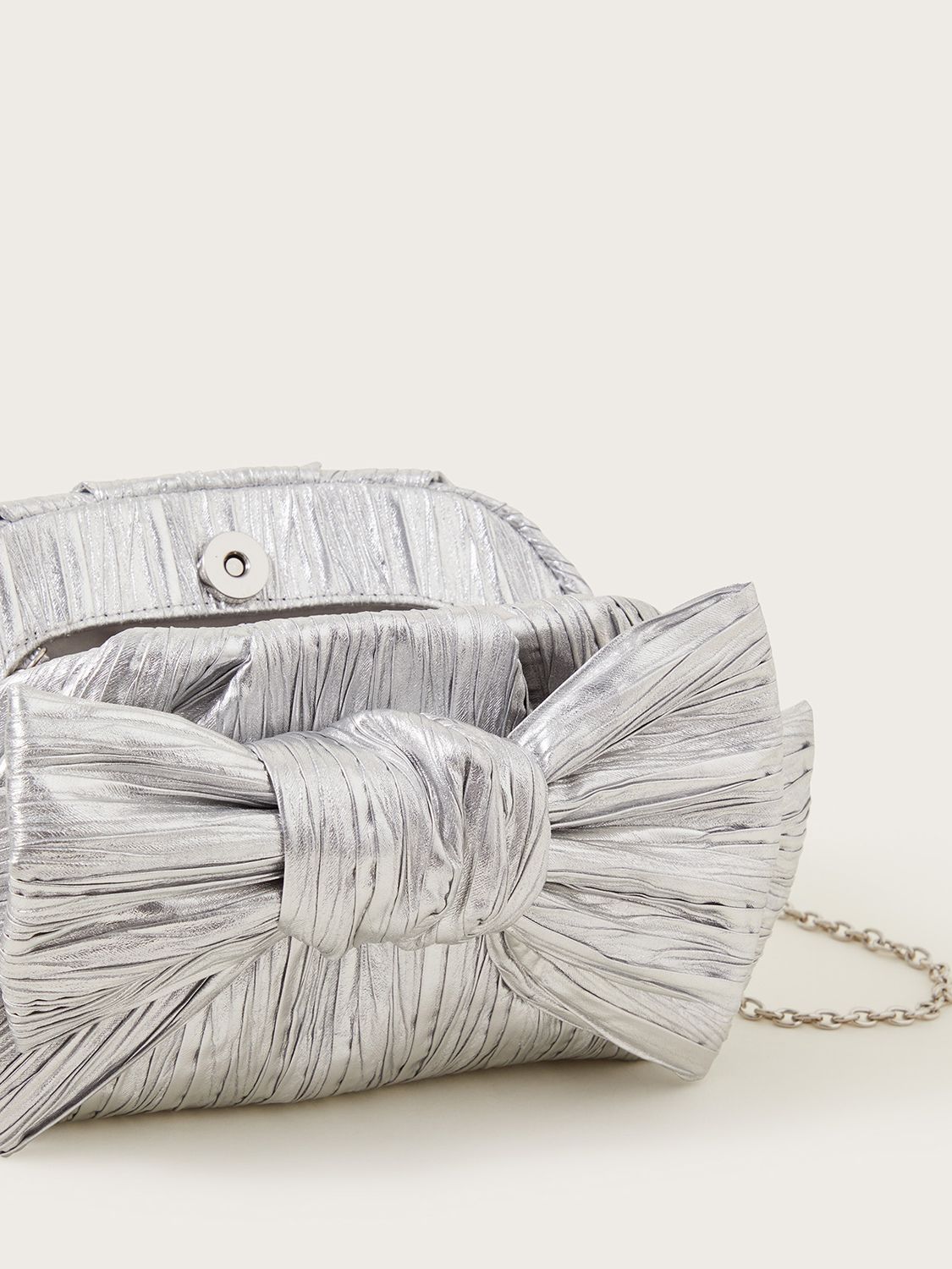 Buy Monsoon Bow Detail Clutch Bag, Silver Online at johnlewis.com