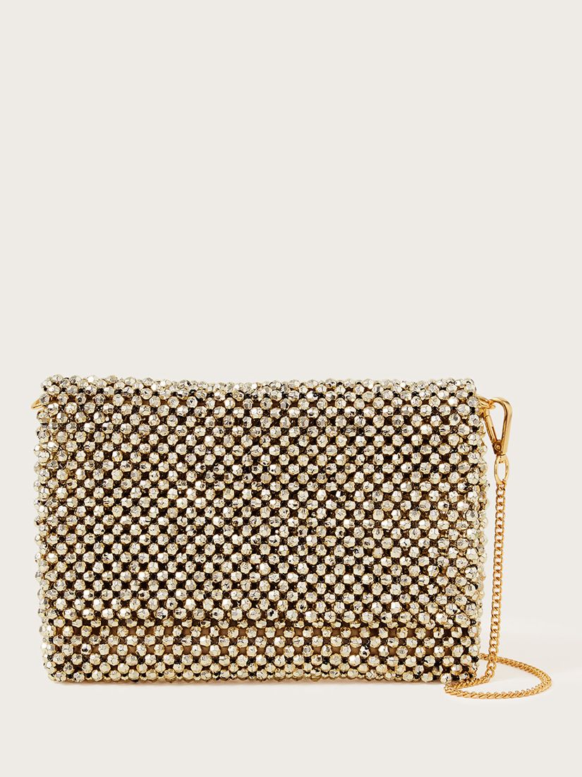 Monsoon Beaded Clutch Bag, Gold at John Lewis & Partners