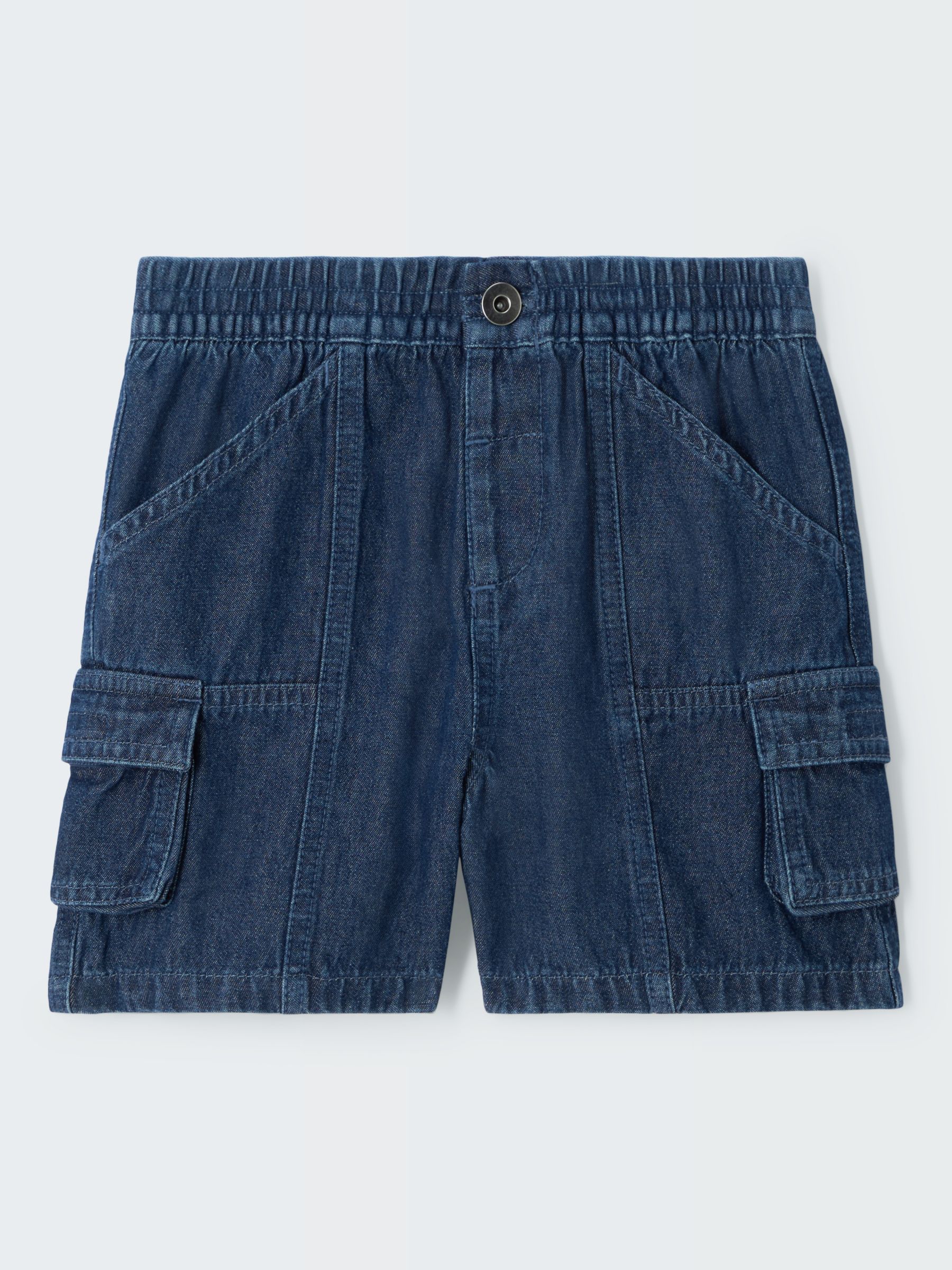 John Lewis Kids' Denim Cargo Carpenter Shorts, Blue, 2 years