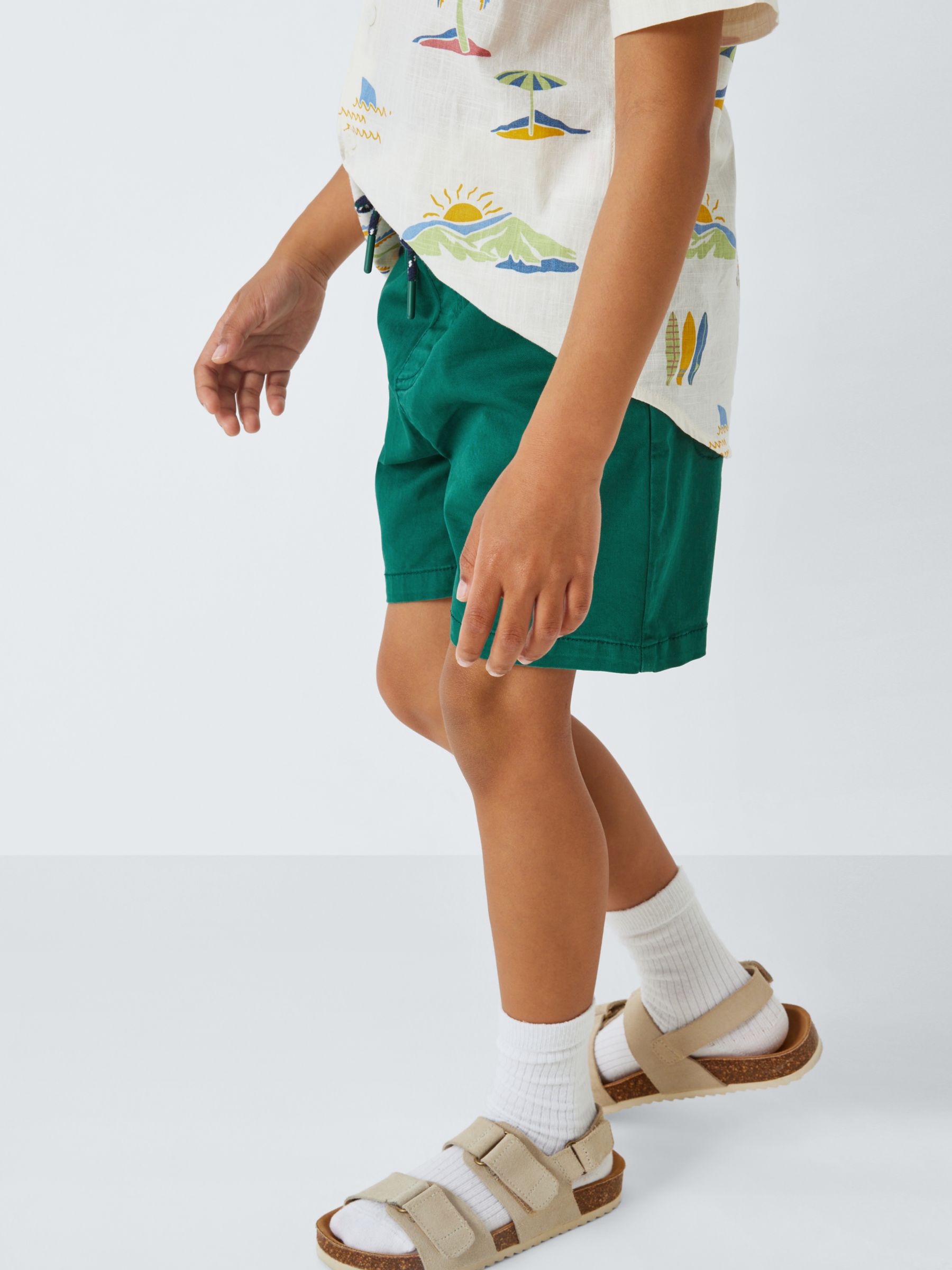 John Lewis Kids' Pull On Dock Shorts, Green, 10 years