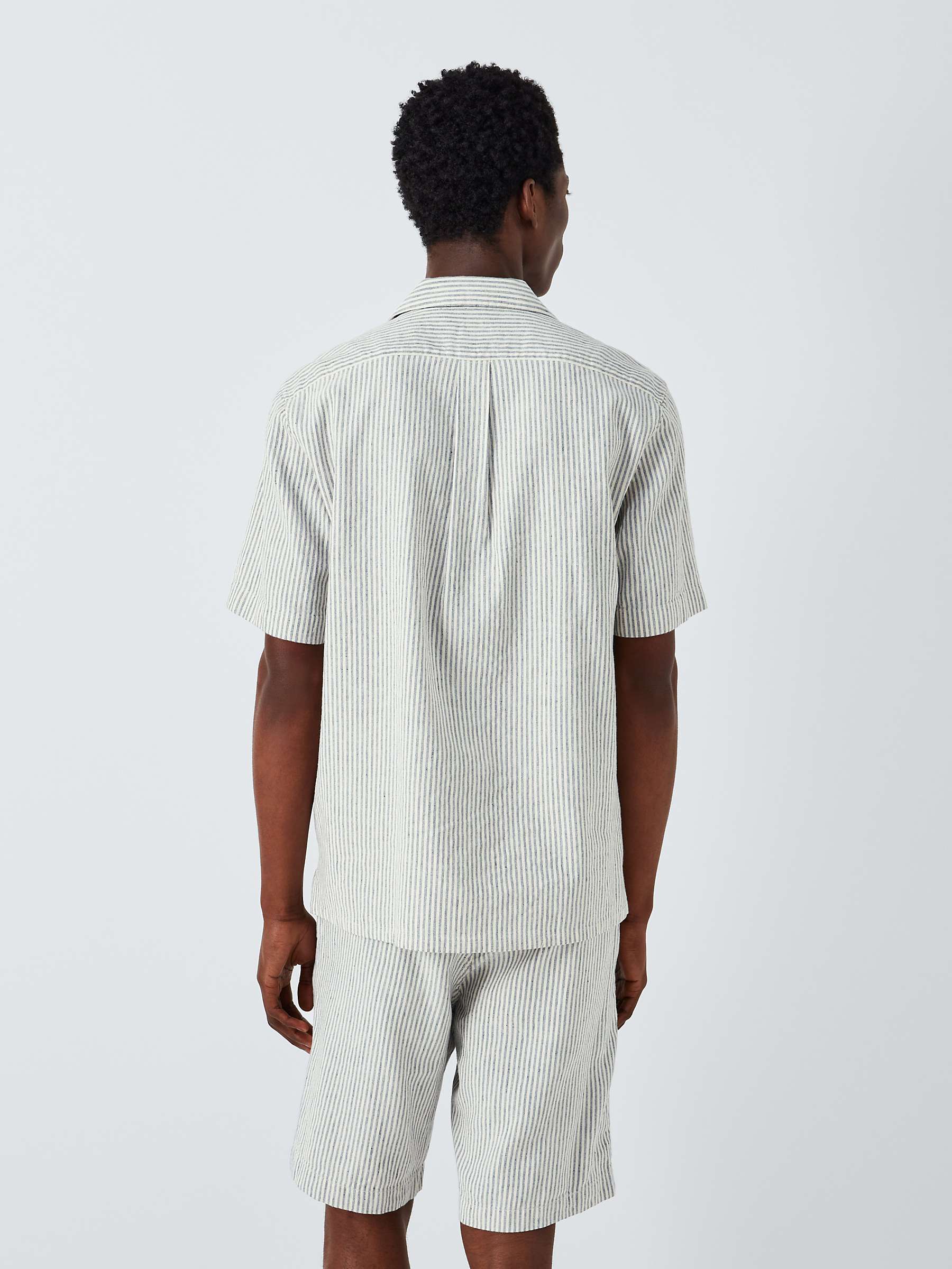 Buy John Lewis Linen Blend Revere Collar Micro Stripe Shirt, Neutrals Online at johnlewis.com