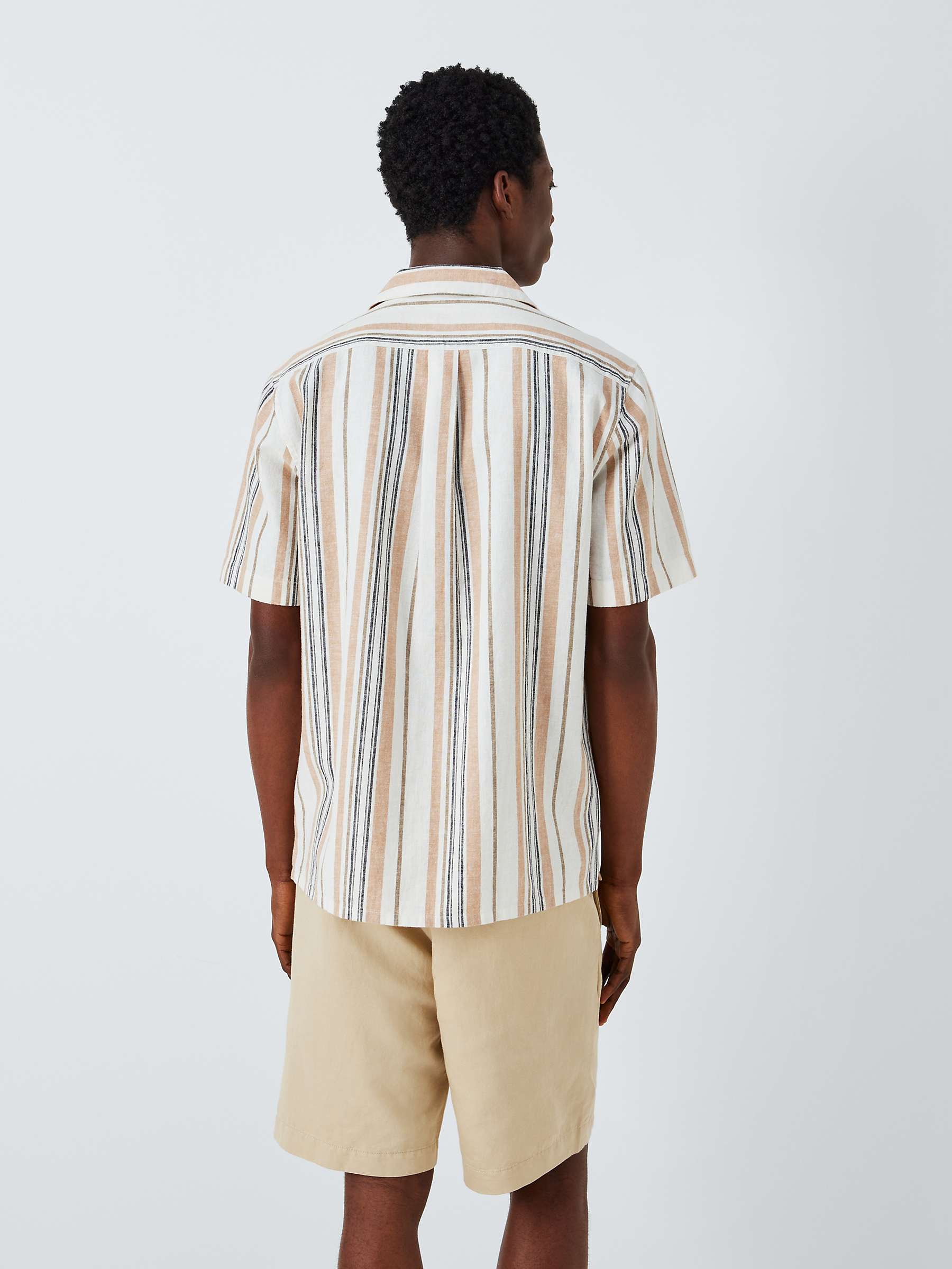 Buy John Lewis Linen Blend Revere Collar Deckchair Stripe Shirt, Neutrals Online at johnlewis.com