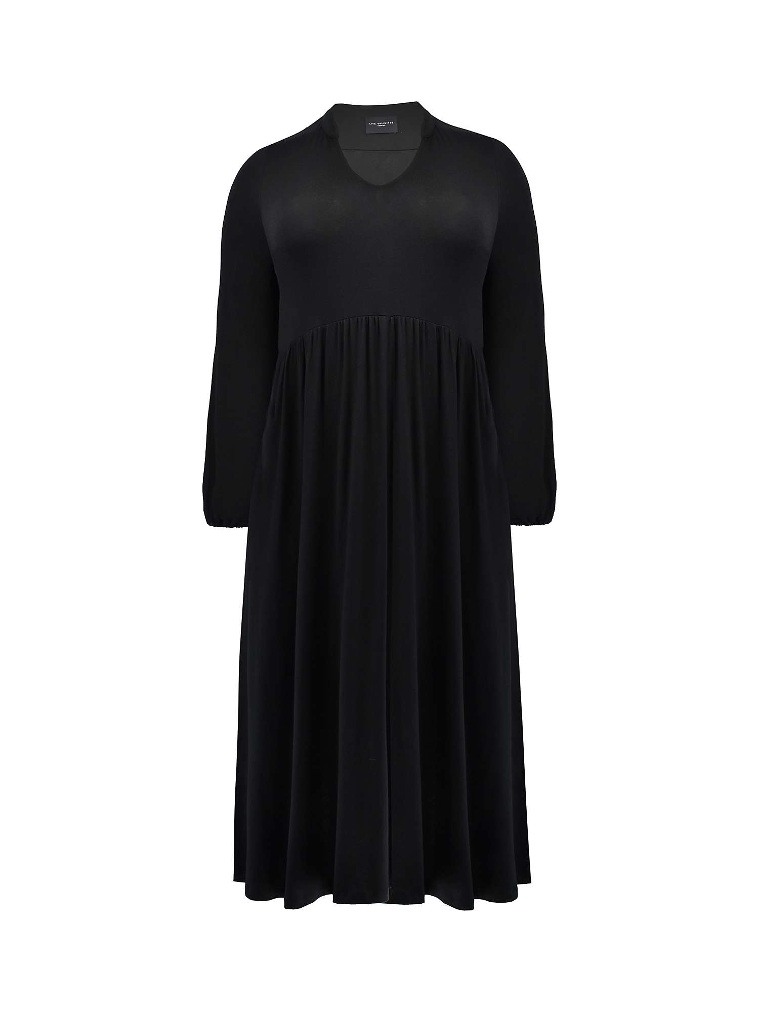 Live Unlimited Curve Jersey Nehru Collar Relaxed Midi Dress, Black at ...