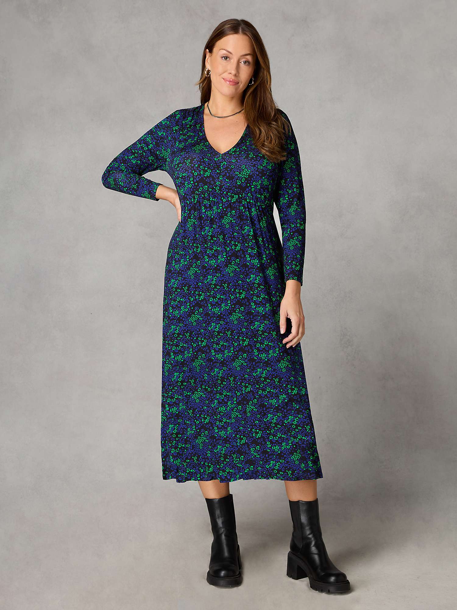 Buy Live Unlimited Curve Petite Leopard Print Jersey Midi Dress, Black/Multi Online at johnlewis.com
