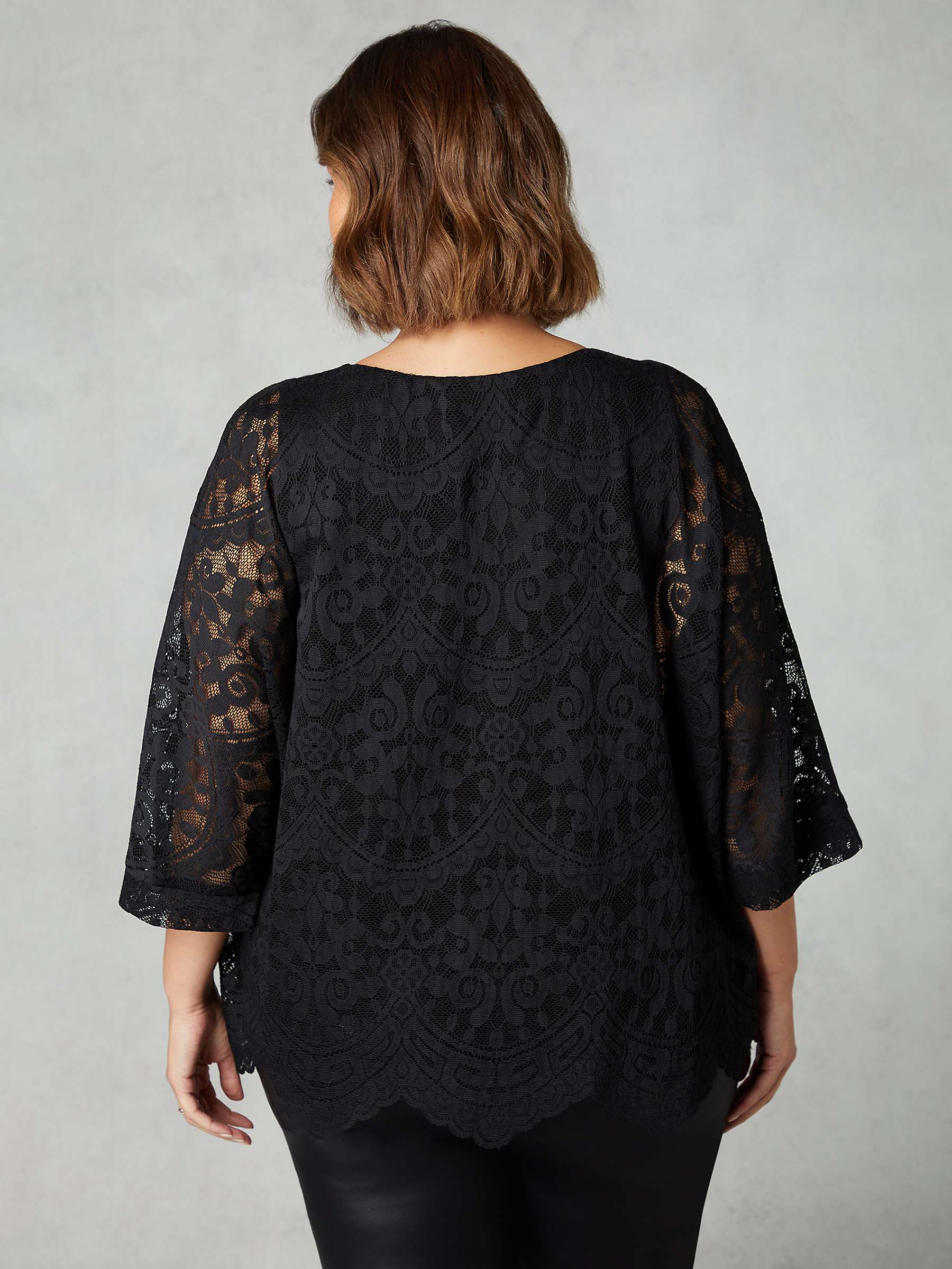 Buy Live Unlimited Curve Lace Overlay Top, Black Online at johnlewis.com