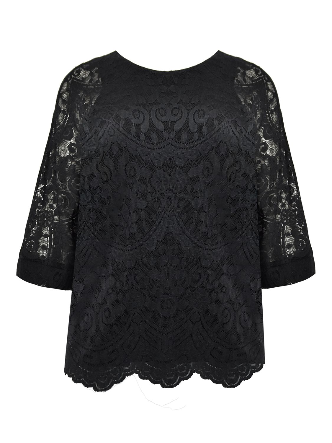 Live Unlimited Curve Lace Overlay Top, Black at John Lewis & Partners