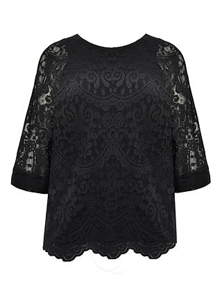 Live Unlimited Curve Lace Overlay Top, Black