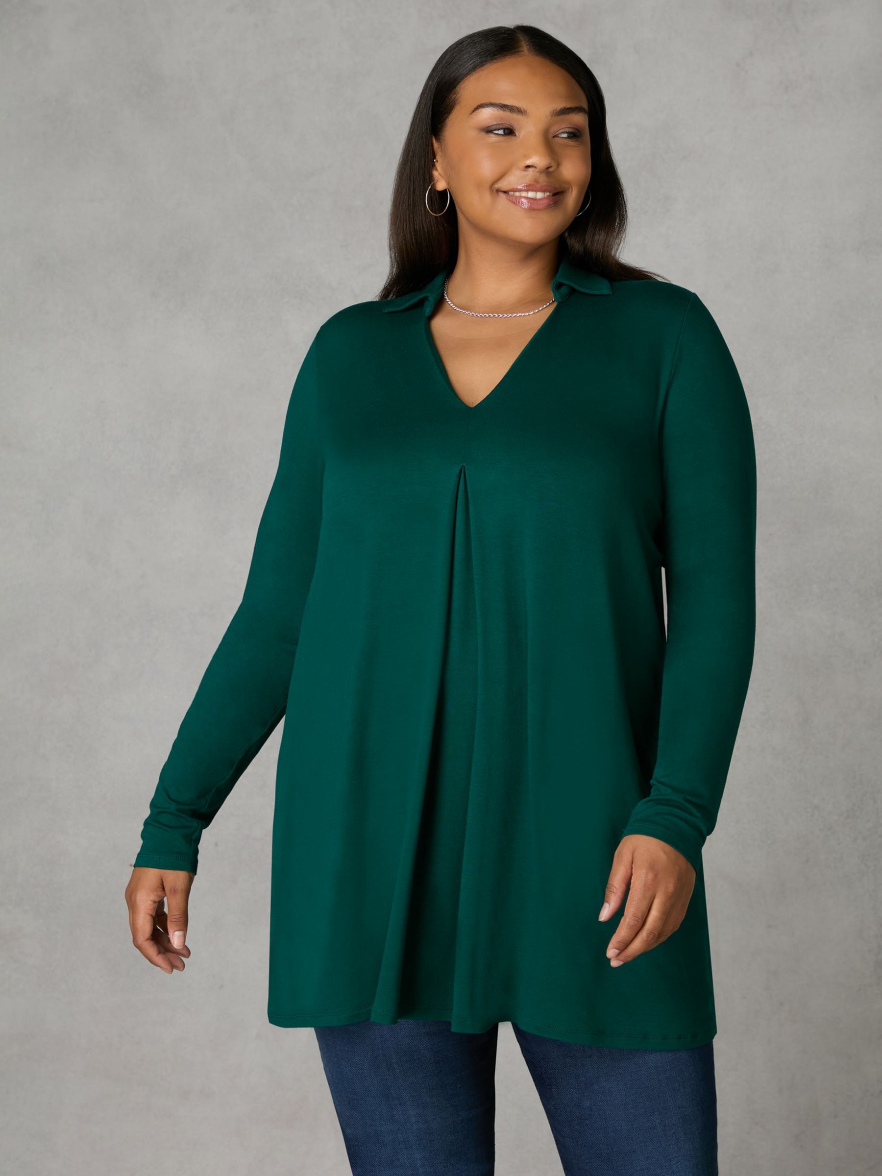 Live Unlimited Curve Jersey Pleat Front Tunic Top