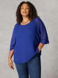 Live Unlimited Curve Chiffon Overlay Top, Blue, Blue
