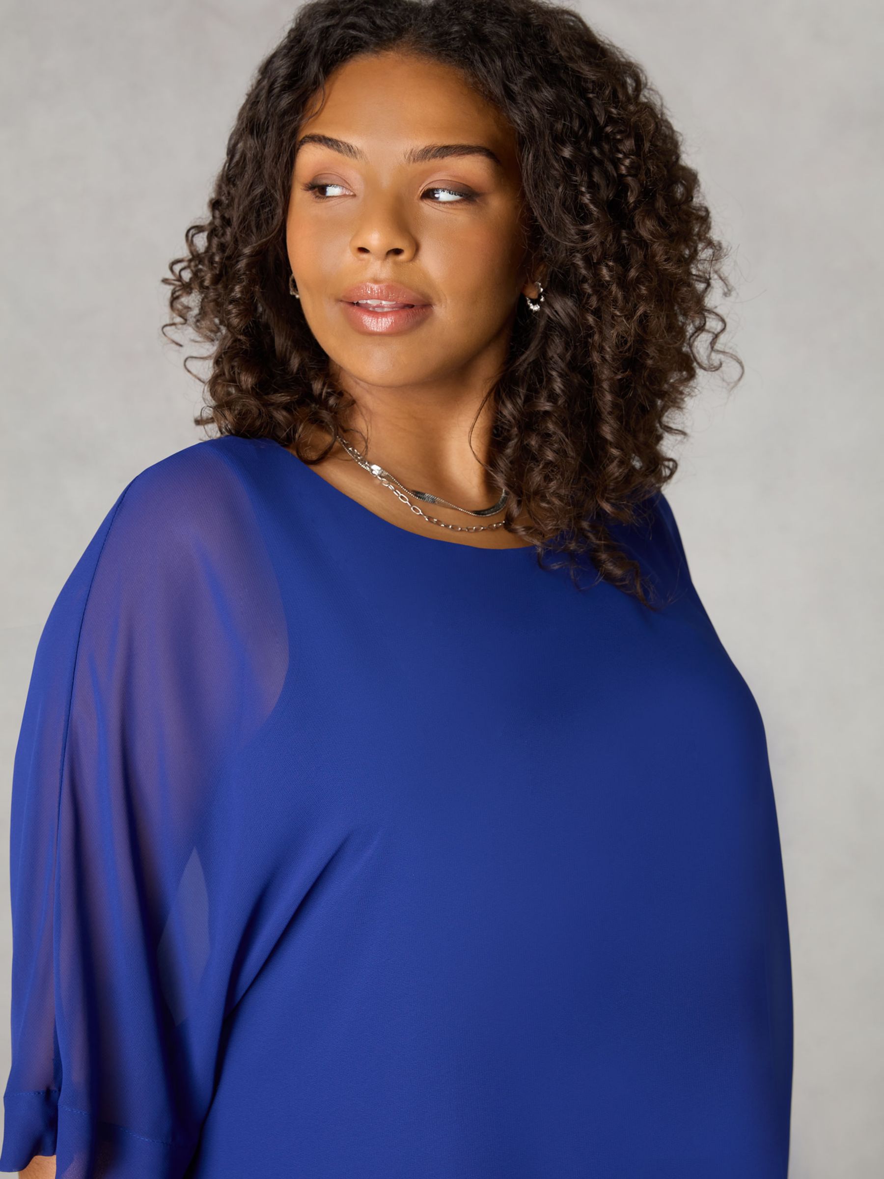 Live Unlimited Curve Chiffon Overlay Top, Blue at John Lewis & Partners