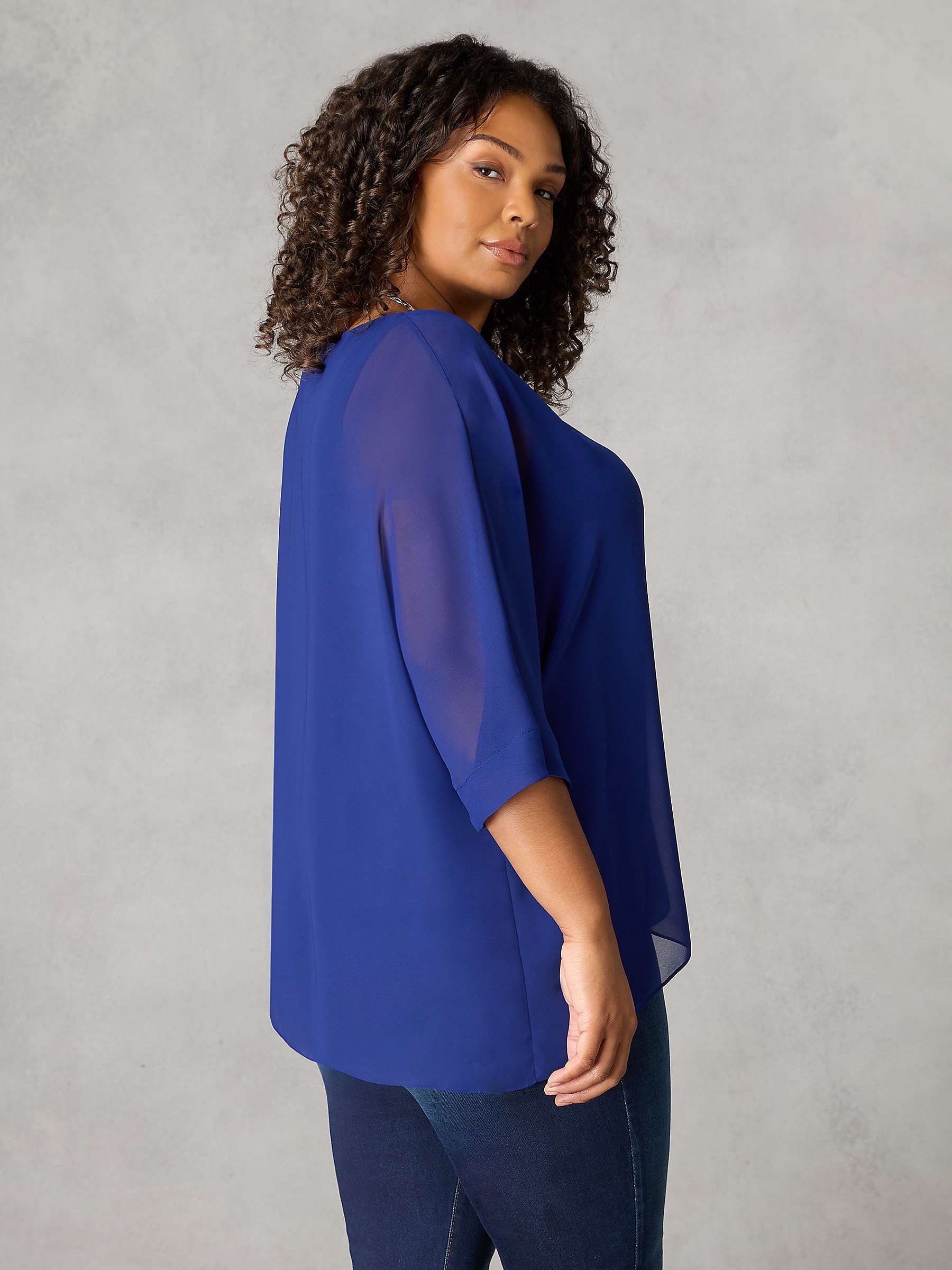 Buy Live Unlimited Curve Chiffon Overlay Top, Blue Online at johnlewis.com