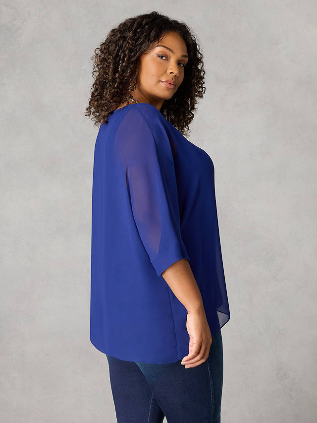 Live Unlimited Curve Chiffon Overlay Top, Blue