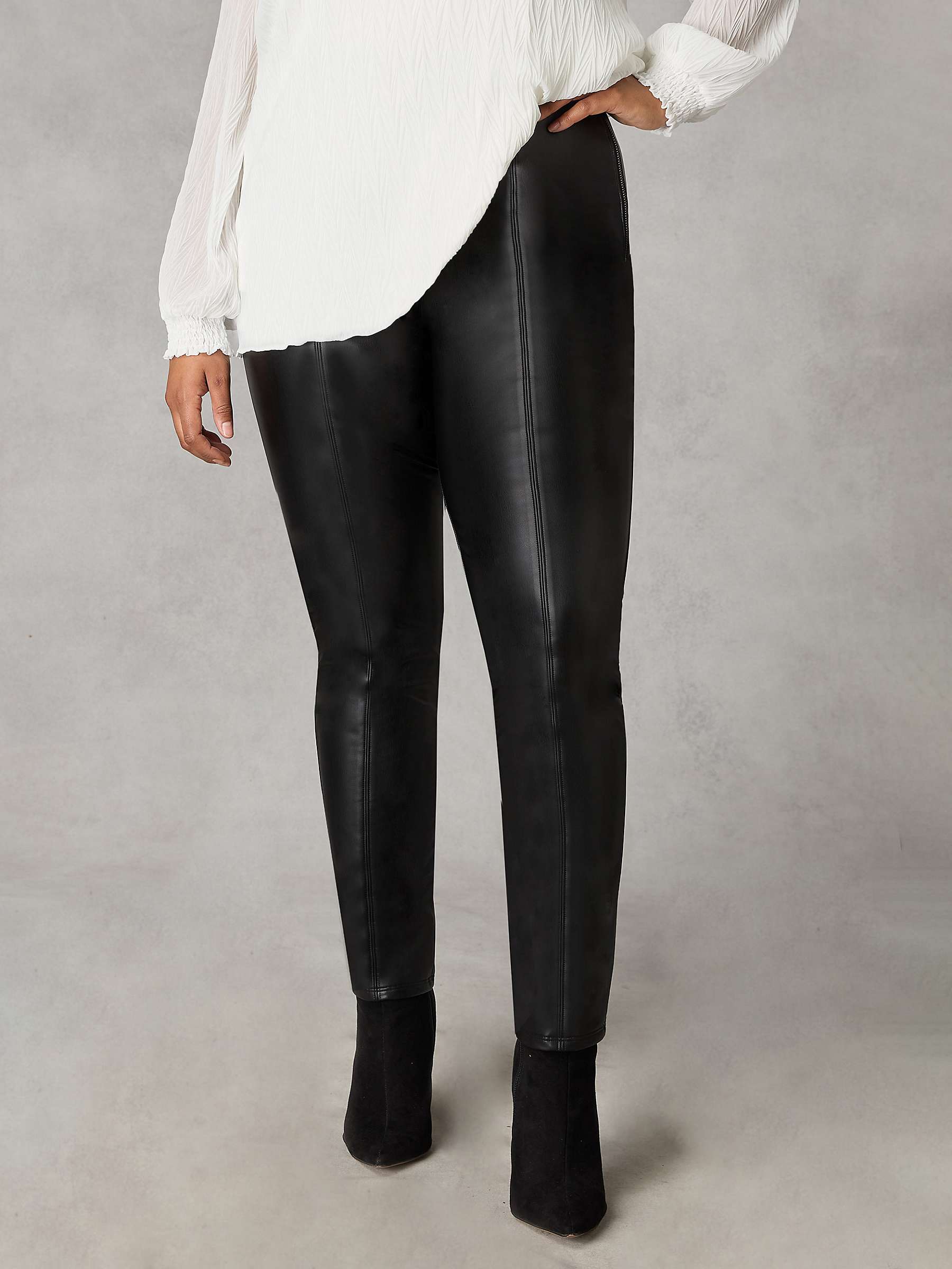 Buy Live Unlimited Curve Faux Leather Straight Leg Trousers, Black Online at johnlewis.com