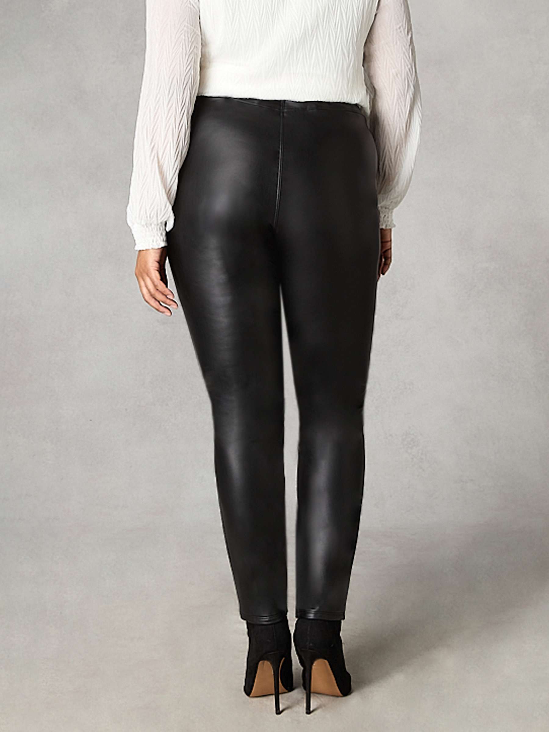 Buy Live Unlimited Curve Faux Leather Straight Leg Trousers, Black Online at johnlewis.com