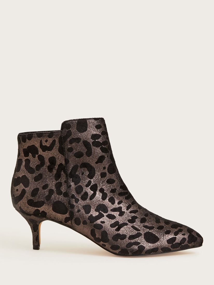 Monsoon Leopard Print Ankle Boots, Bronze/Black