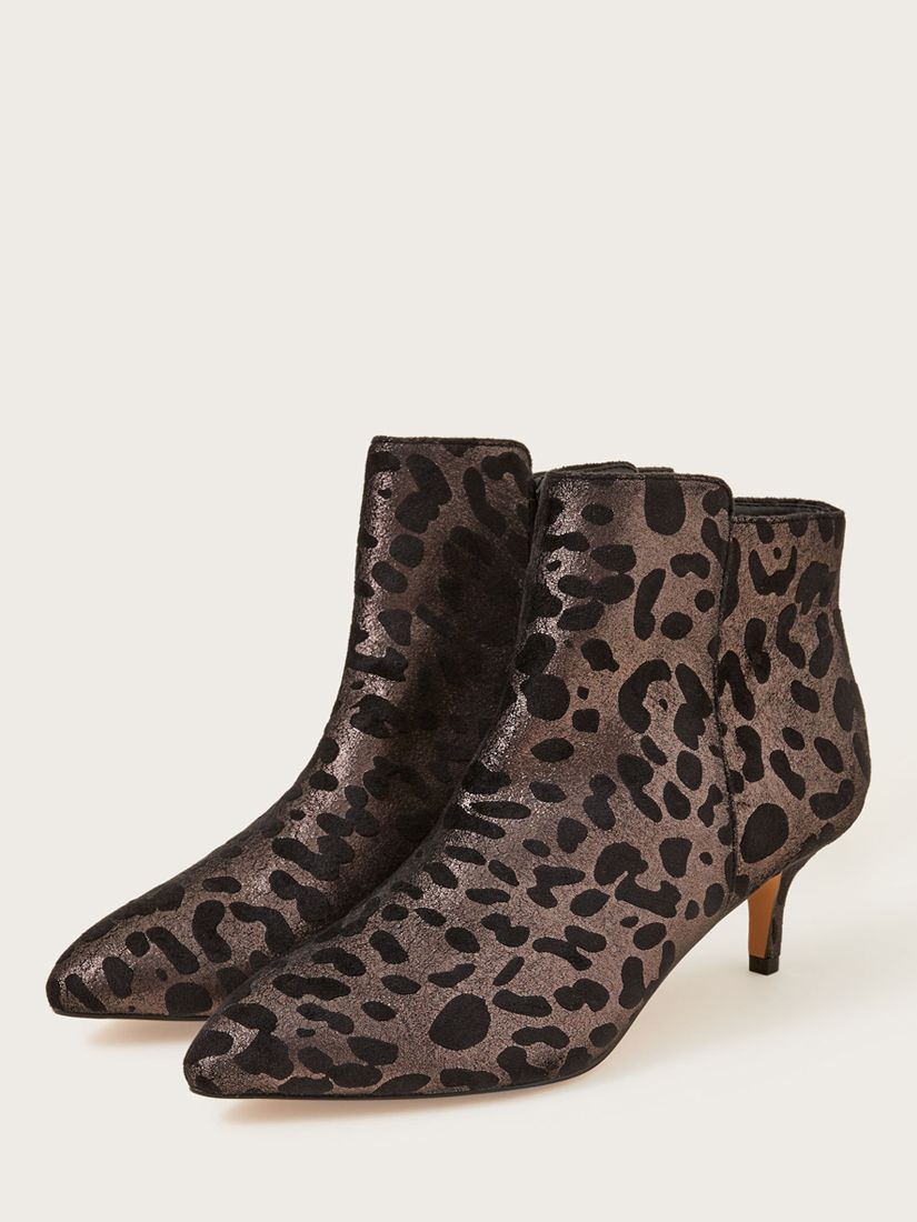 Monsoon Leopard Print Ankle Boots, Bronze/Black at John Lewis & Partners