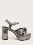 Monsoon Metallic Twist Knot Platform Heels, Pewter, Pewter