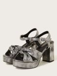 Monsoon Metallic Twist Knot Platform Heels, Pewter, Pewter