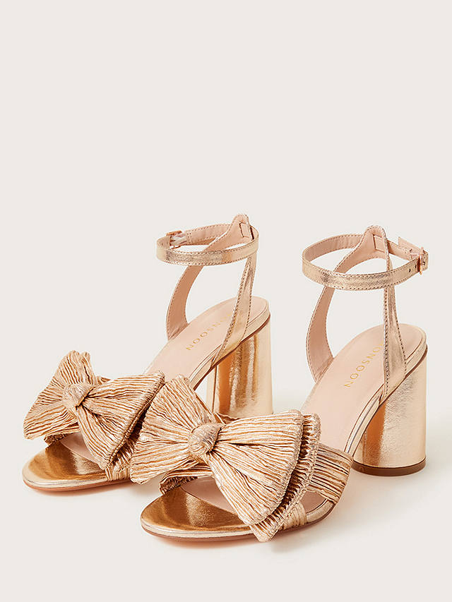 Monsoon Shimmer Fabric Bow Sandals, Gold