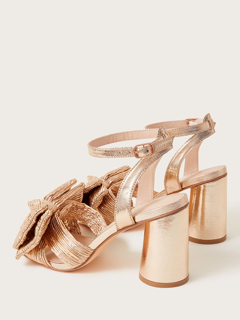 Monsoon Shimmer Fabric Bow Sandals, Rose Gold, EU41