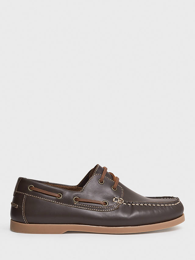 Crew Clothing Autsell Leather Deck Shoes, Chocolate Brown