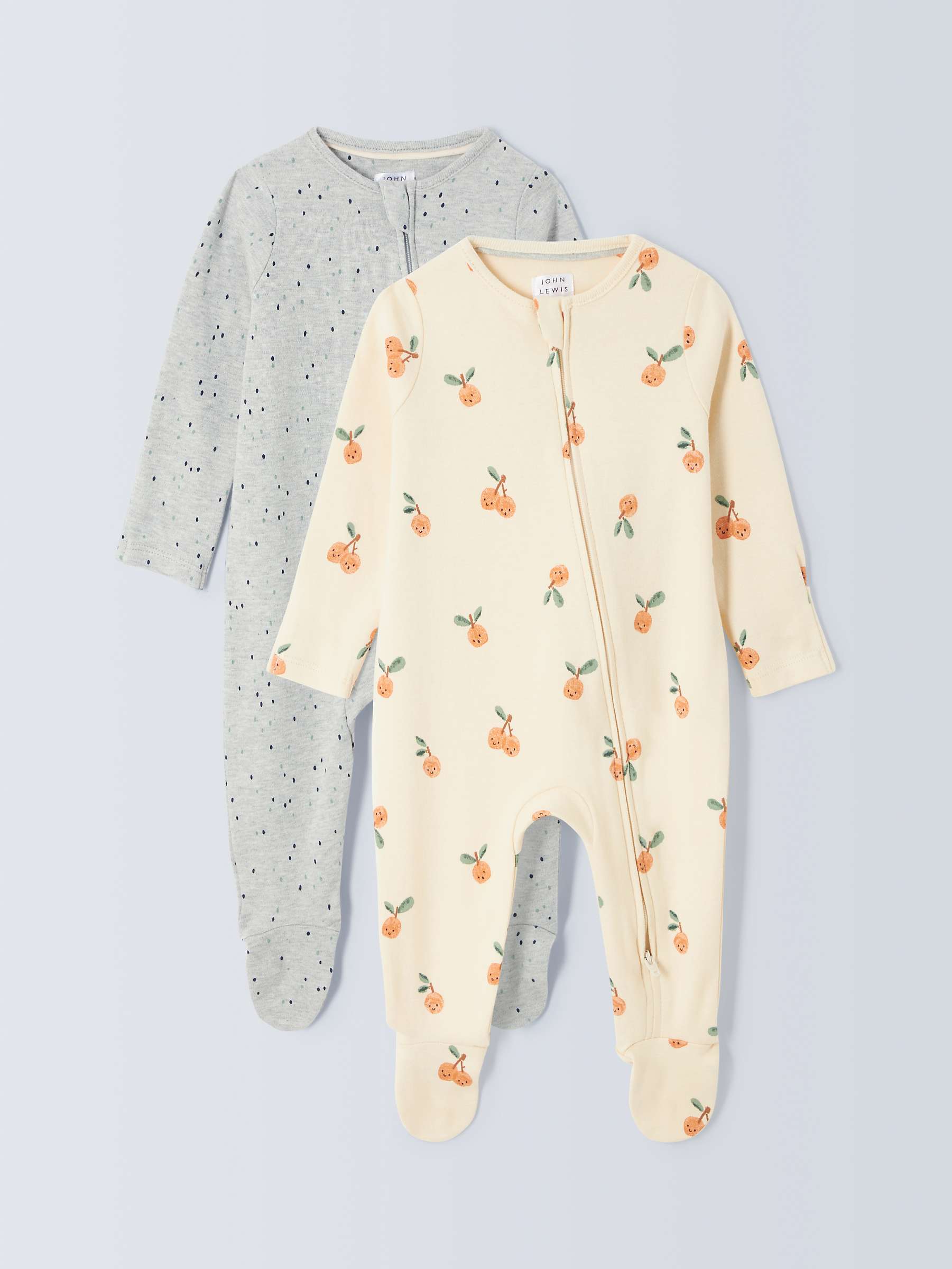 Buy John Lewis Baby Oranges and Spot Print Sleepsuit, Pack of 2, Multi Online at johnlewis.com
