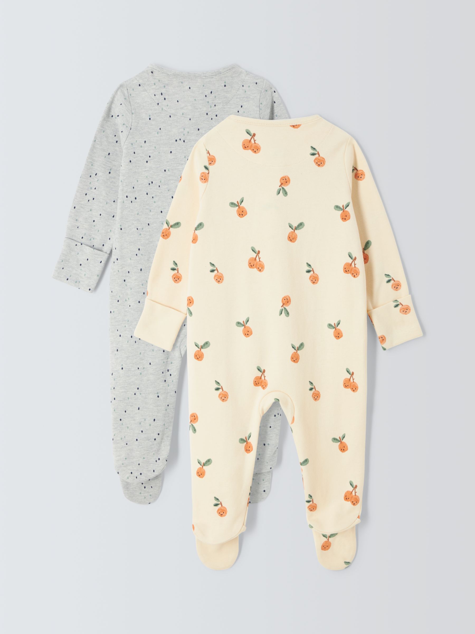 Buy John Lewis Baby Oranges and Spot Print Sleepsuit, Pack of 2, Multi Online at johnlewis.com