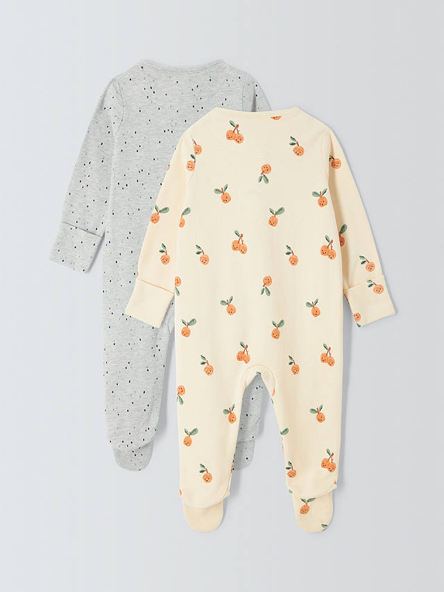 John Lewis Baby Oranges and Spot Print Sleepsuit, Pack of 2, Multi