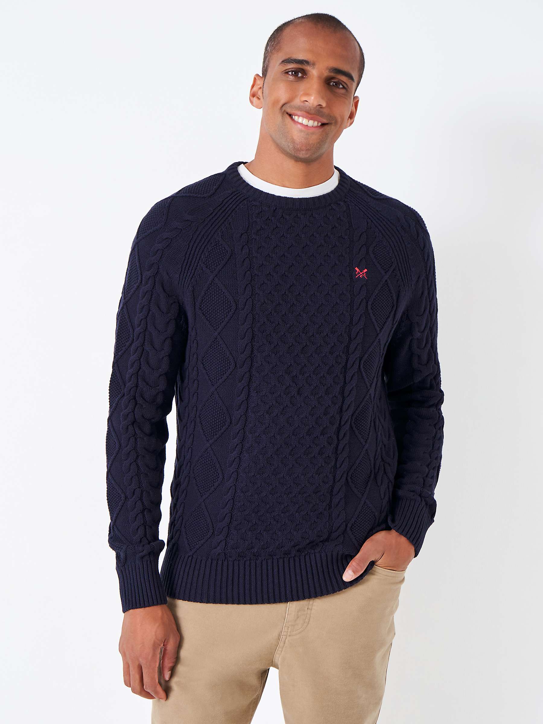 Buy Crew Clothing Clark Organic Cotton Cable Jumper Online at johnlewis.com