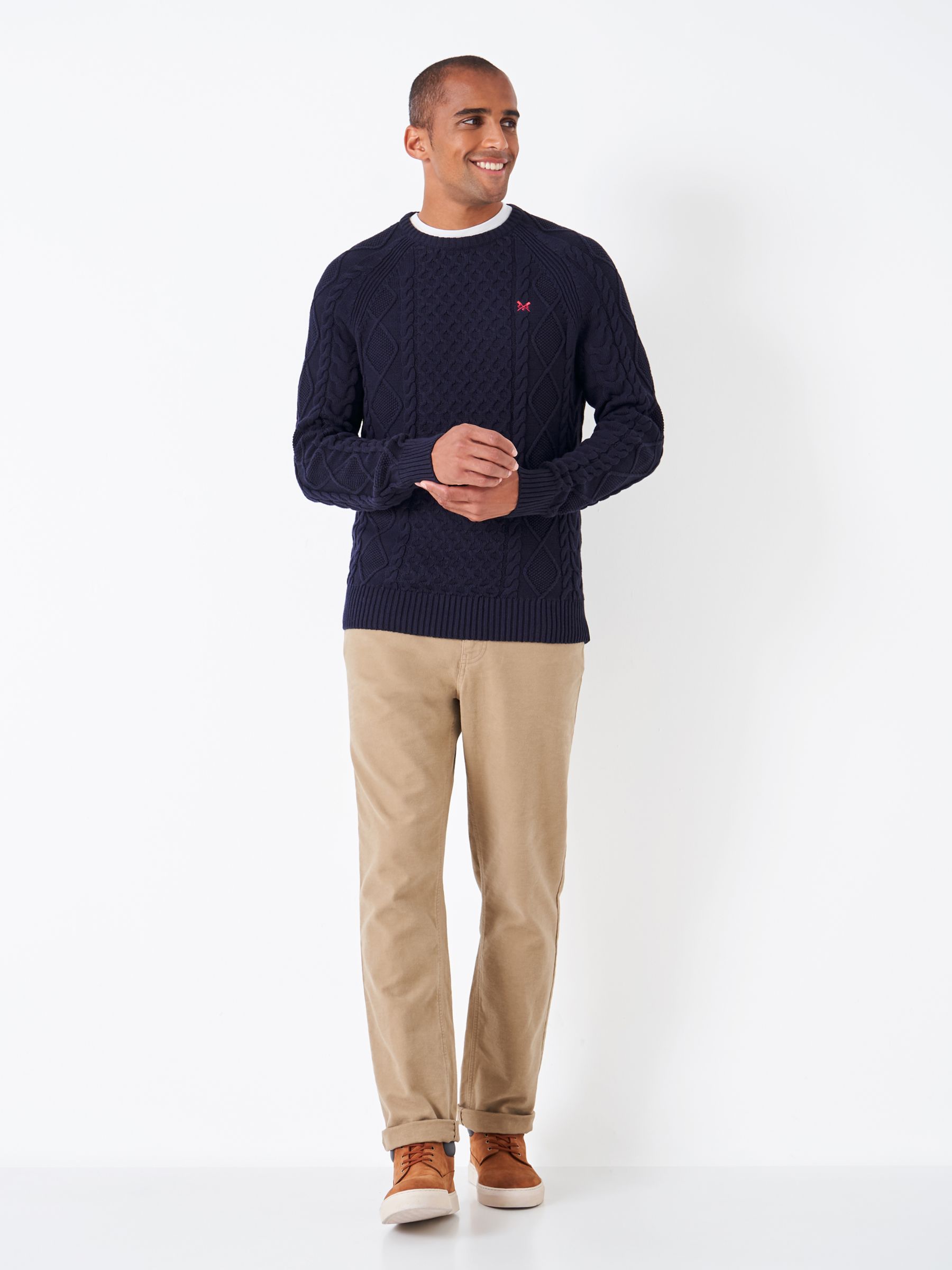 Buy Crew Clothing Clark Organic Cotton Cable Jumper Online at johnlewis.com