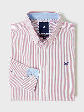 Crew Clothing Oxford Stripe Shirt, Mid Red