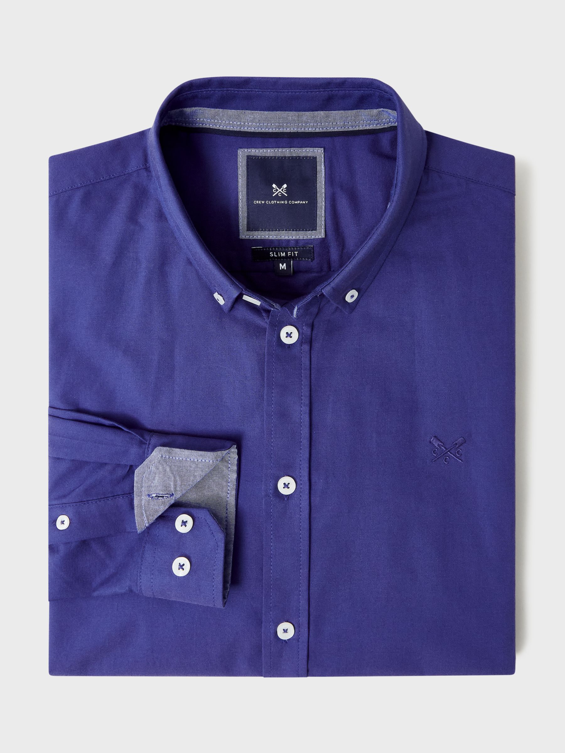 Crew Clothing Slim Fit Long Sleeve Oxford Shirt, Dark Blue, XS