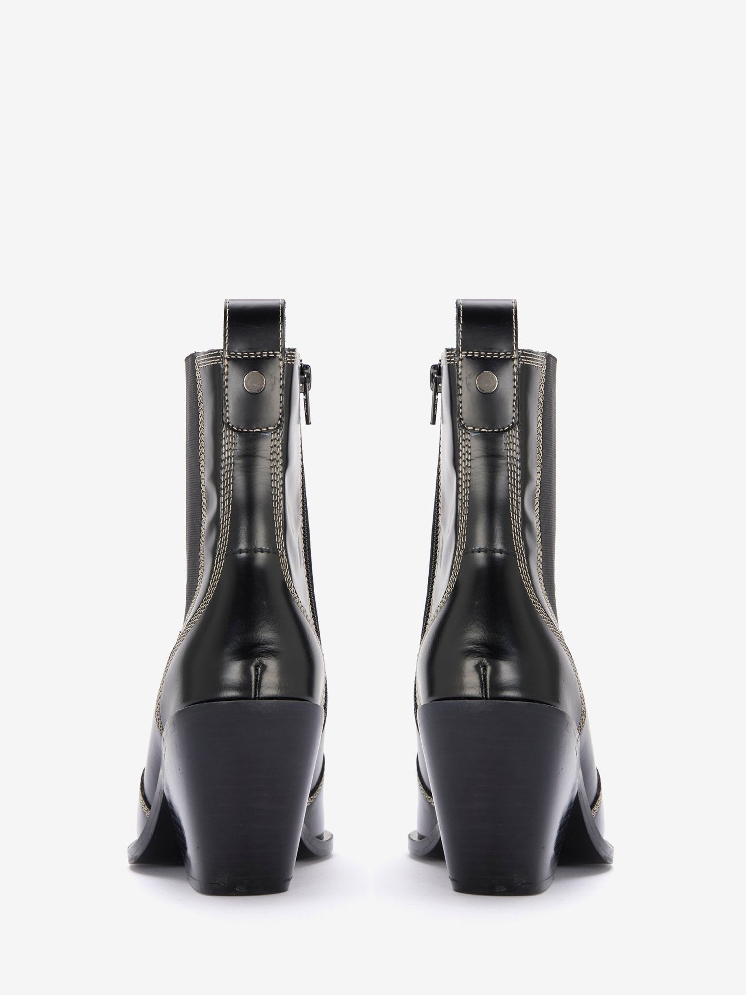 Mint Velvet Patent Leather Cowboy Boots, Black at John Lewis & Partners