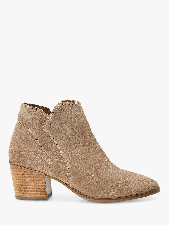 Dune Wide Fit Parlor Suede Western Ankle Boots, Sand at John Lewis ...