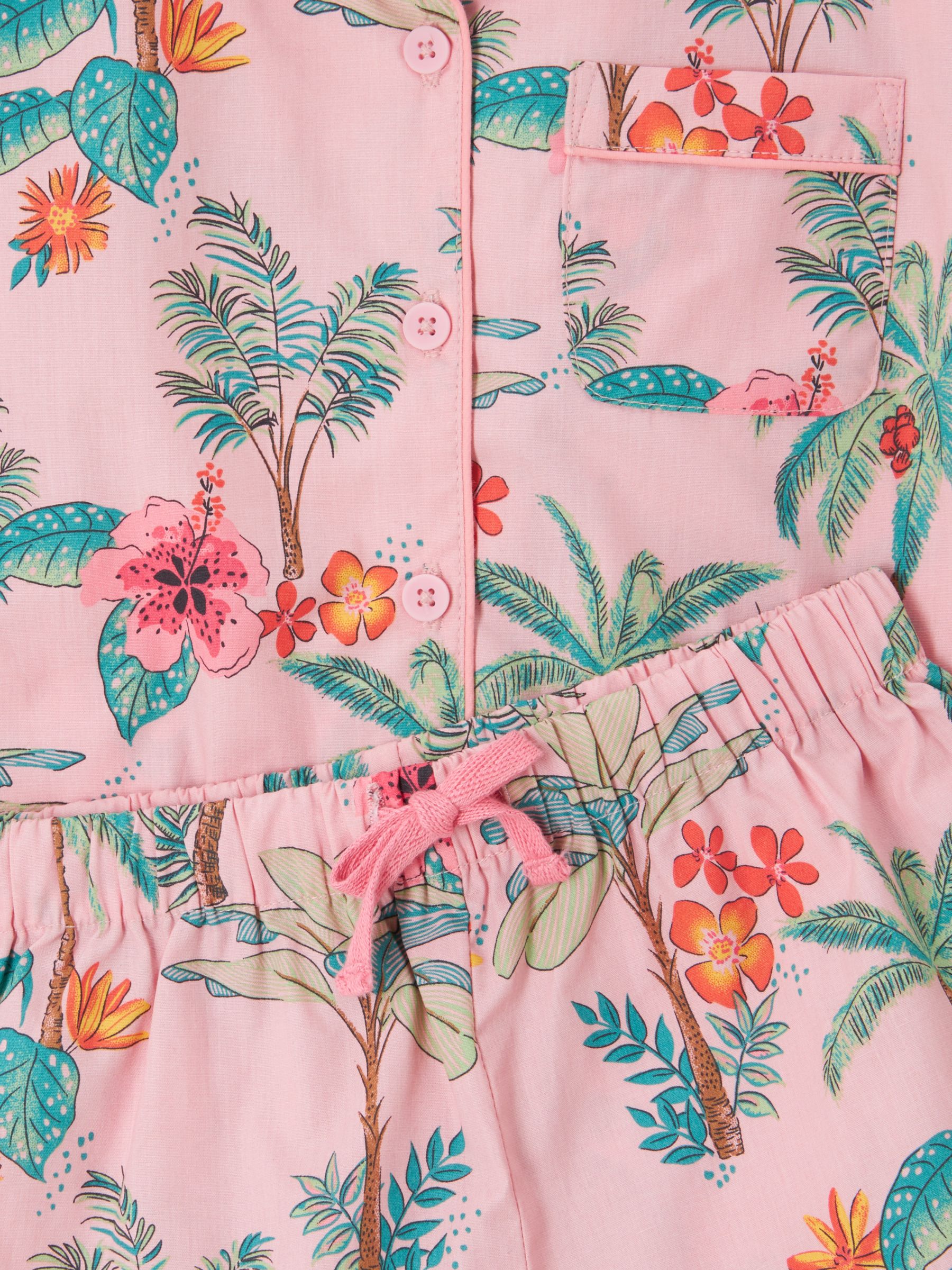 Buy John Lewis Kids' Hibiscus Palm Shirt Short Pyjama Set, Pink Online at johnlewis.com