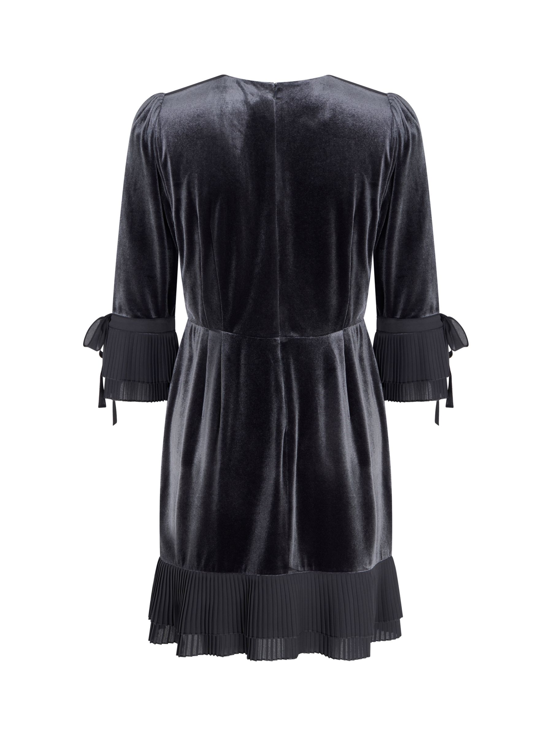 Buy Mint Velvet Pleated Velvet Mini Dress, Dark Grey Online at johnlewis.com