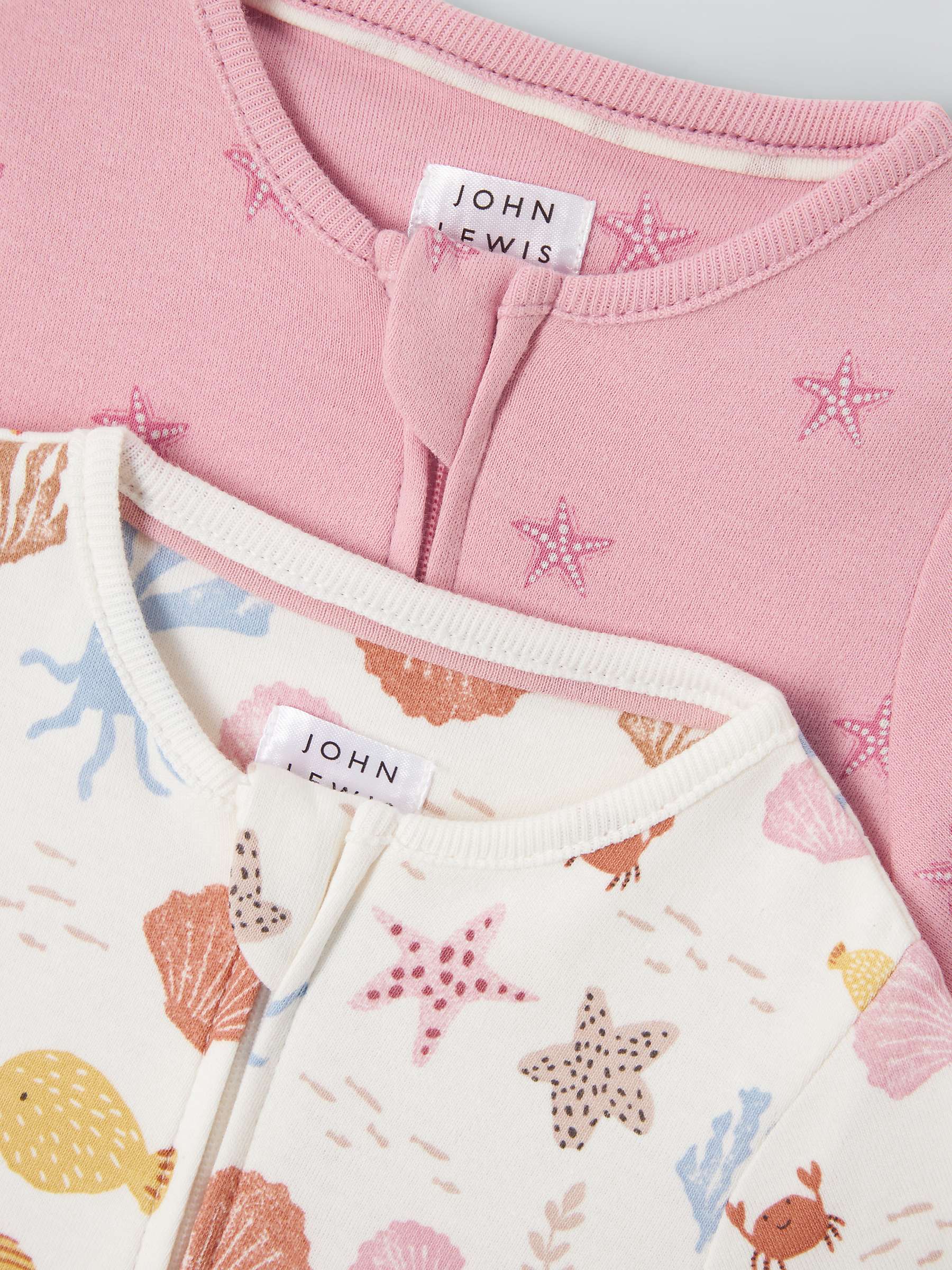 Buy John Lewis Baby Sea Print Sleepsuit, Pack of 2, Multi Online at johnlewis.com