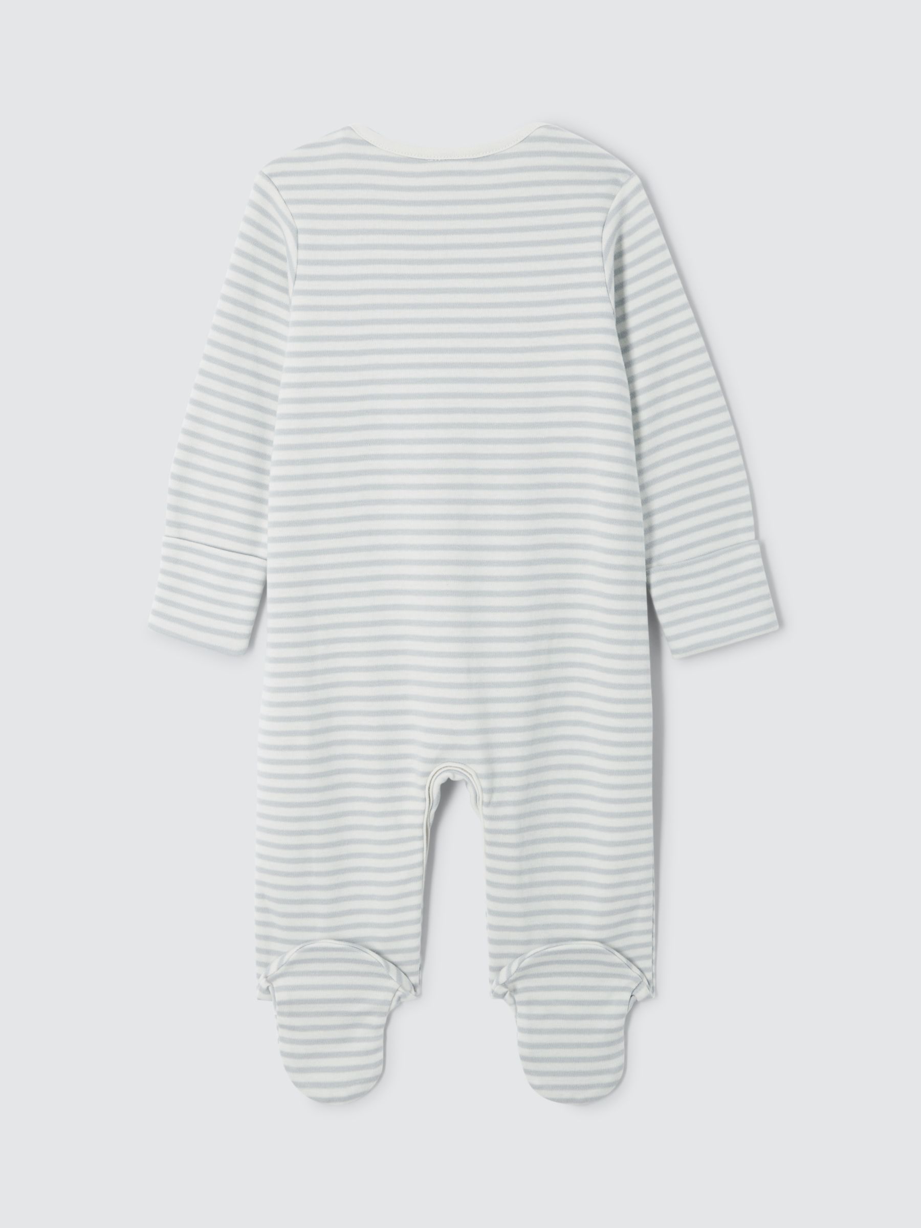 John Lewis Baby I Love Mummy Stripe Sleepsuit, Grey/Cream, 3-6 months