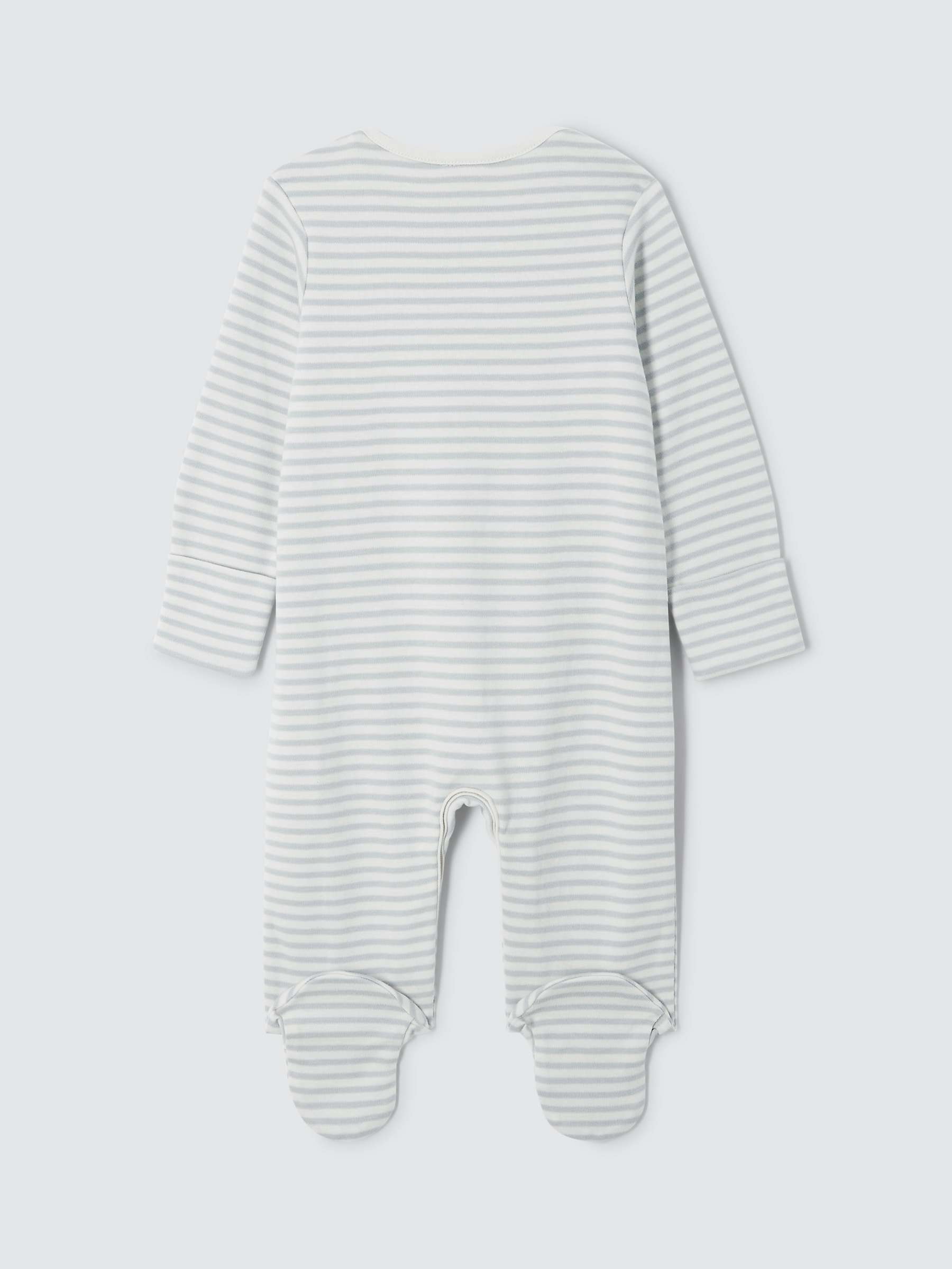 Buy John Lewis Baby I Love Mummy Stripe Sleepsuit, Grey/Cream Online at johnlewis.com
