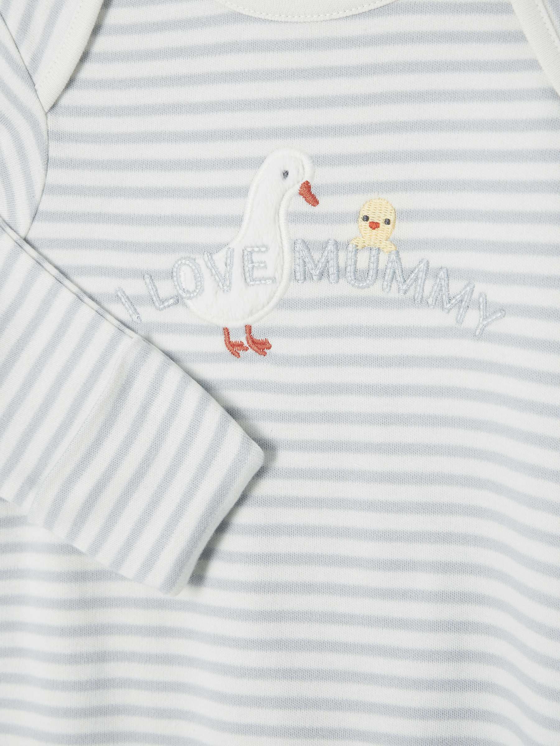 Buy John Lewis Baby I Love Mummy Stripe Sleepsuit, Grey/Cream Online at johnlewis.com