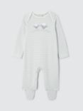 John Lewis Baby I Love Daddy Stripe Sleepsuit, Cream/Grey